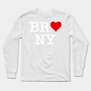 B, R, HEART, N, Y - White Text Long Sleeve T-Shirt